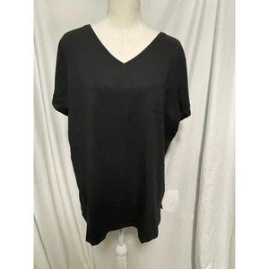 Belle by Kim Gravel V Neck Pocket Tee Shirt, Black, XL